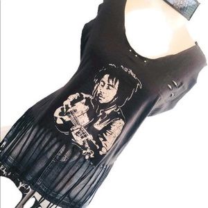 Custom Bob Marley Fringed Retro Fringe T-Shirt